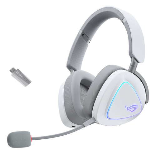 Гарнитура беспроводные ASUS A701 ROG DELTA II White (2.4GHz/BT,3.5mm,315g,20Hz~20kHz,RGB Lighting)