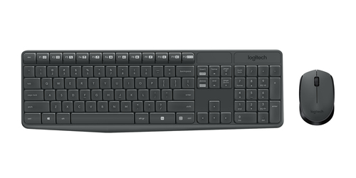 Комплект Logitech MK235 (клавиатура+мышь, беспроводной, USB, Multimedia, серый/черный)