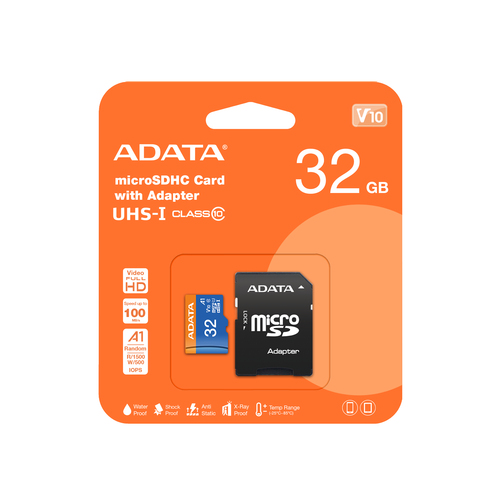 Карта памяти miroSDHC 32Gb ADATA Premier Class 10 UHS-1 (85-25MB/s/SD-адаптер)