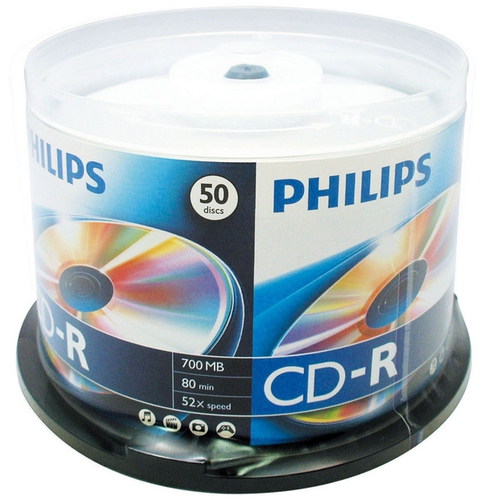 Диск CD-R Philips 700 Mb, 52х, Cake Box CR7D5SB50/97