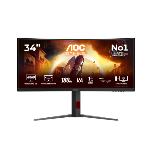 Монитор AOC 34" CU34G4 (VA, UWQHD, 180Hz, 300cd, HDMI/DP, изогнутый)