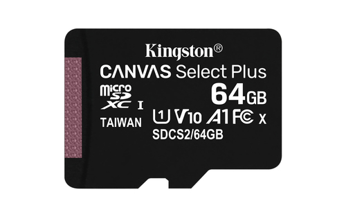 Карта памяти MicroSDXC 64Gb Kingston Class 10 UHS-I U1 Canvas Select Plus 100MB/s