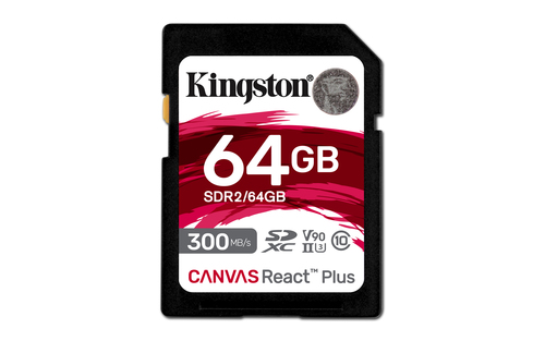 Карта памяти SDXC 64GB Class10 Kingston SDR2/64GB Canvas React Plus w/o adapter 