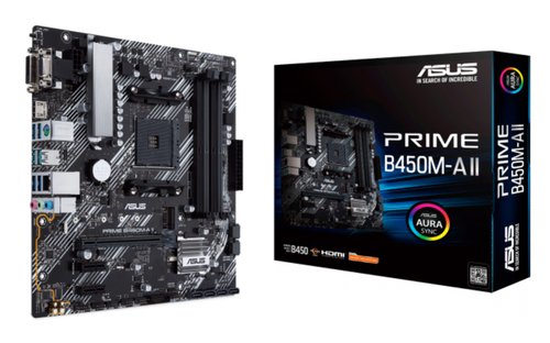Мат.плата Socket AM4 ASUS PRIME B450M-A II (Micro-ATX,AM4,AMD B450,4xDDR4-2666 МГц,1xPCI-Ex16,1xM.2)