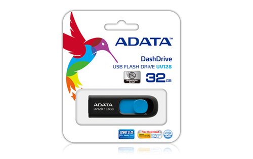 USB-флеш-накопитель 128GB A-DATA UV128, USB 3.2, черный/синий