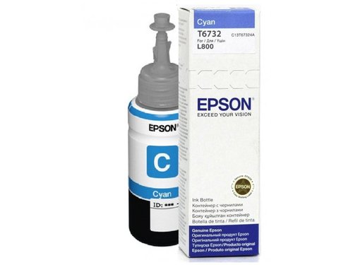 Контейнер с чернилами (с клапаном) EPSON L800/L100 Т6732/T6642 (C13T67324A/С13Т66424А) Cyan 70мл