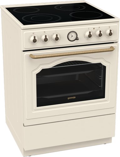 Электрическая напольная плита Gorenje GECS6B70CLI бежевая, конфорок 4 электрических, духовка 71 л