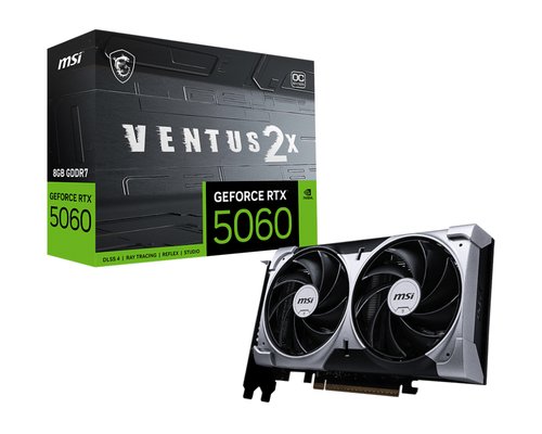 Видеоадаптер PCI-E 8Gb MSI GeForce RTX 5060 VENTUS 2X OC (PCIe5.0,GDDR7,128бит,3xDP,HDMI,2280МГц)