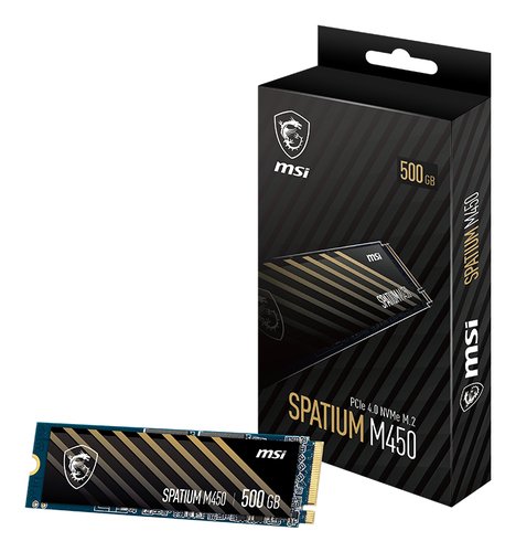 Накопитель SSD M.2 500Gb MSI SPATIUM M450 (PCI-E 4.0 x4, чтение - 3600 Мбайт/сек, запись - 2300 Мбай
