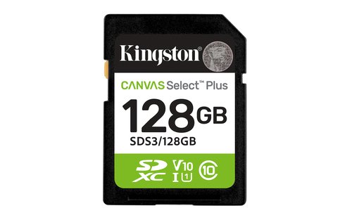 Карта памяти SDXC 128GB Kingston SDS3/128GB (150 Мбайт/сек Canvas Select Plus V10 w/o adapter)