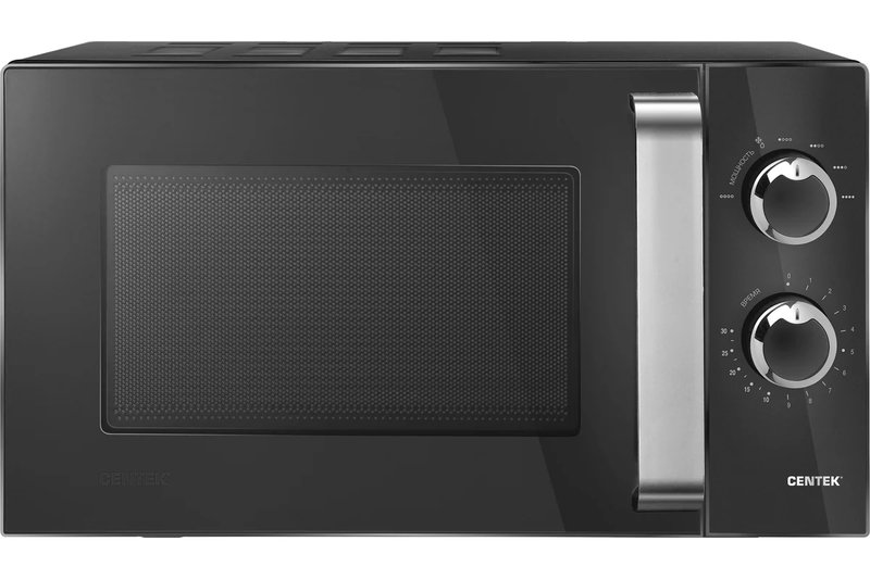 СВЧ Centek CT-1570 (Черный) 900W, 23л, 6 реж, увел.камера, диаметр тарелки 270 мм, таймер, подсветка