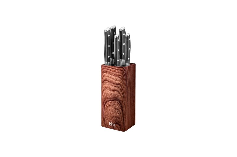 Подставка для ножей универсальная LR05-102 LARA <Wood> <квадрат> Soft touch