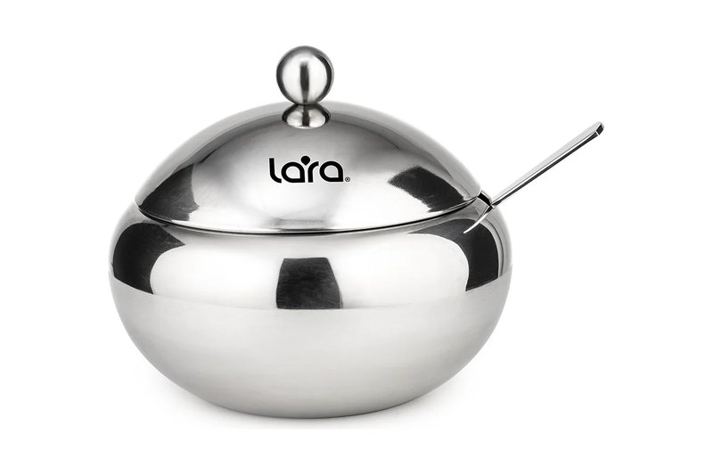 Сахарница с ложкой LR08-36 SS LARA 560мл, сталь, крышка из полированной стали